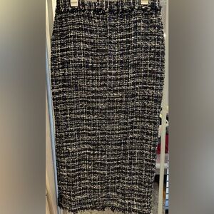 L’Academie Tweed Straight Maxi Skirt - Black Multi